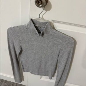 American Eagle Outfitters Light Gray Ribbed Sweater